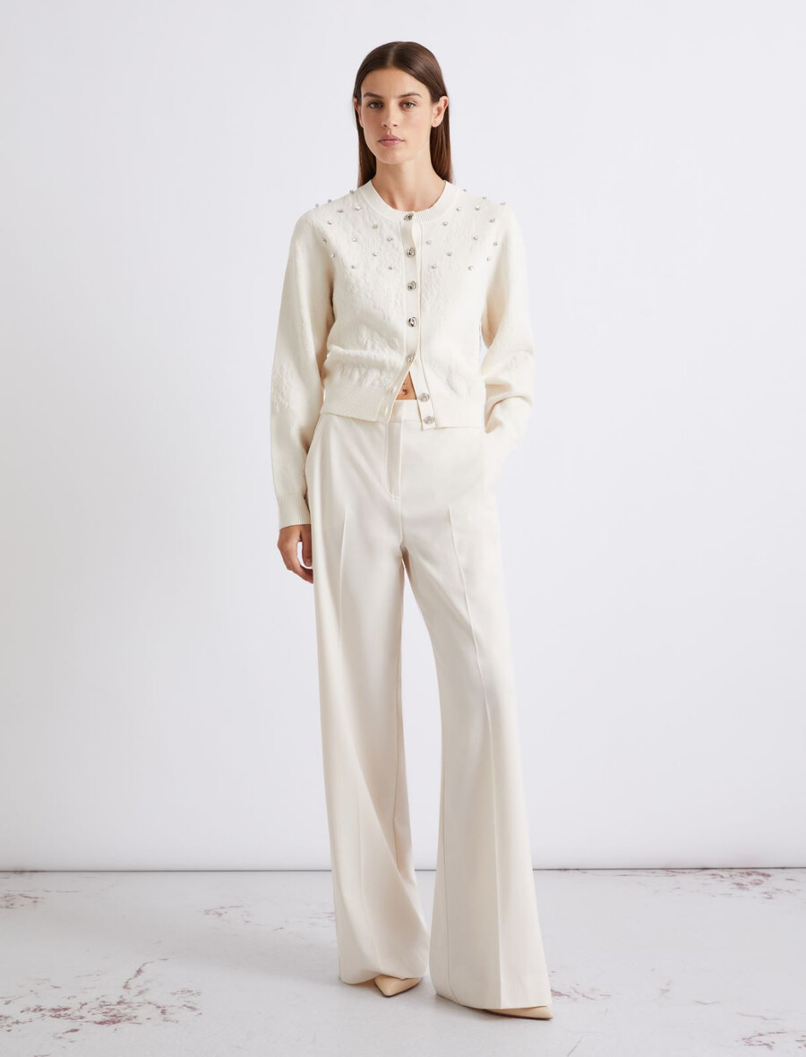 gerade geschnittene stretch-canvas-hose - weiss