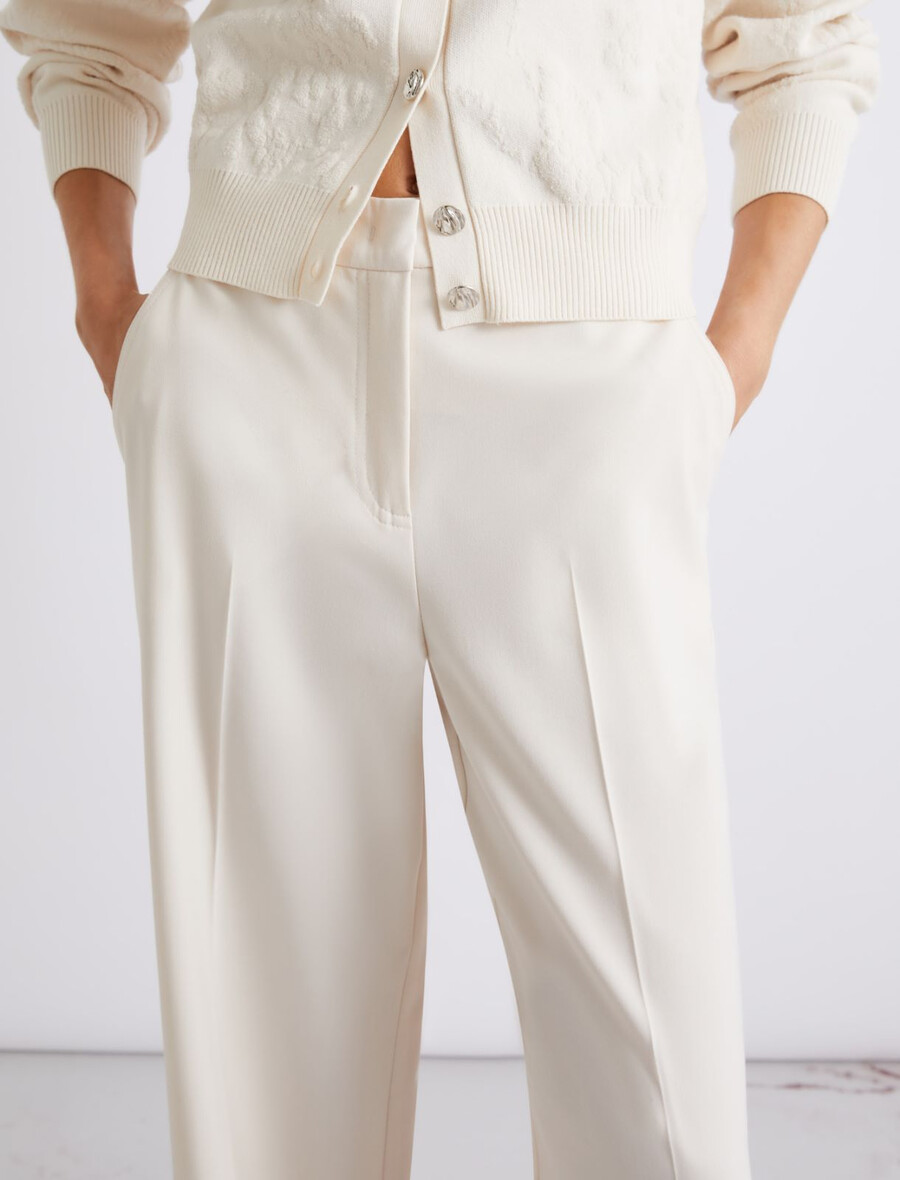 gerade geschnittene stretch-canvas-hose - weiss