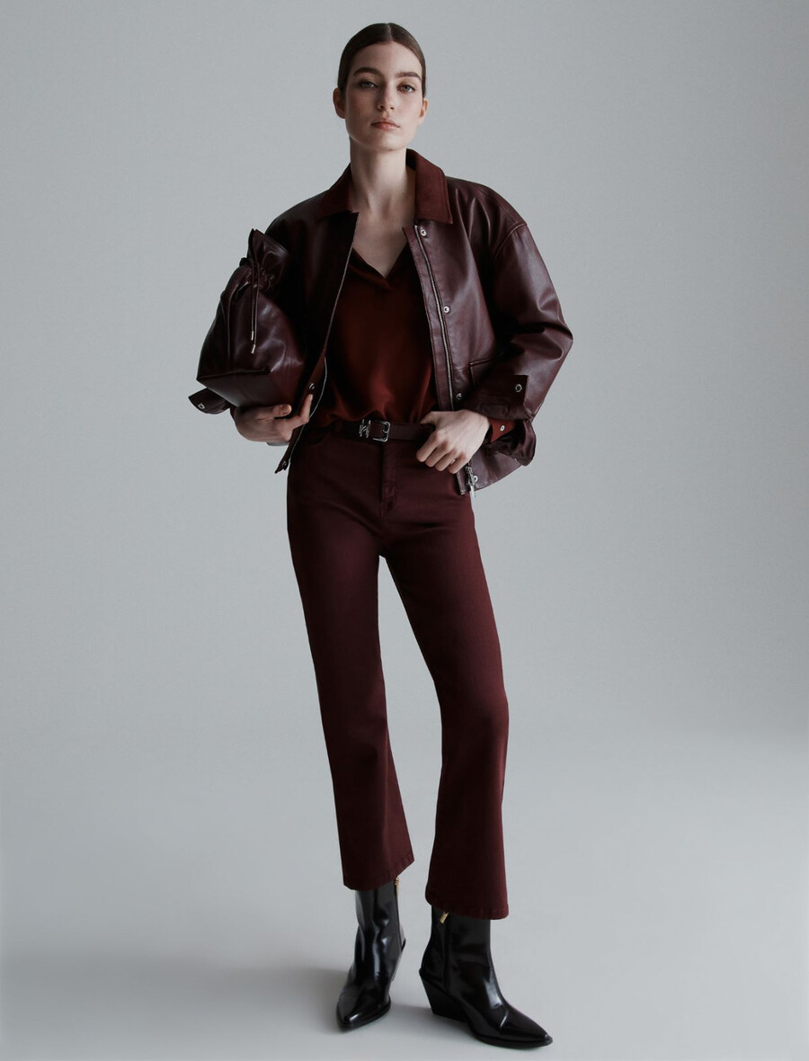 ausgestellte cropped-jeans - bordeaux