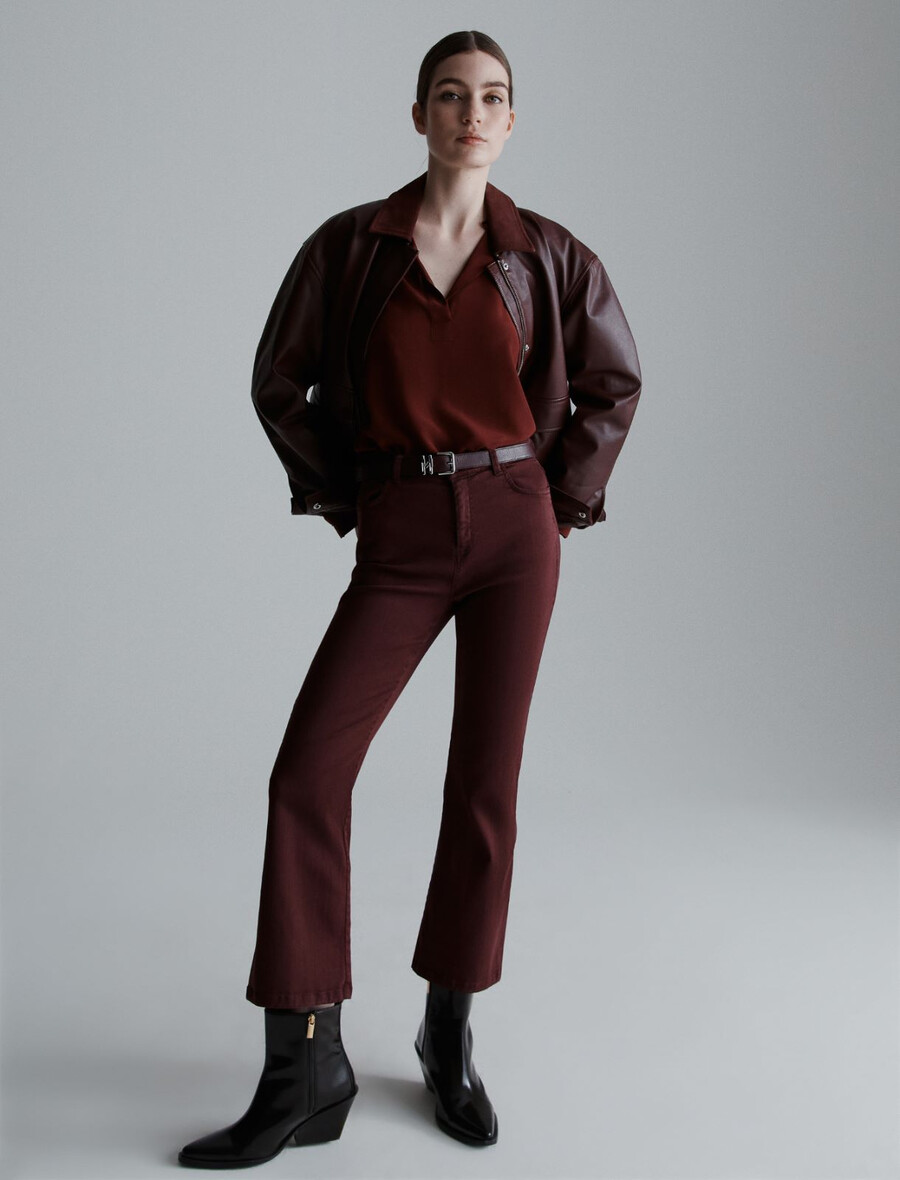 ausgestellte cropped-jeans - bordeaux