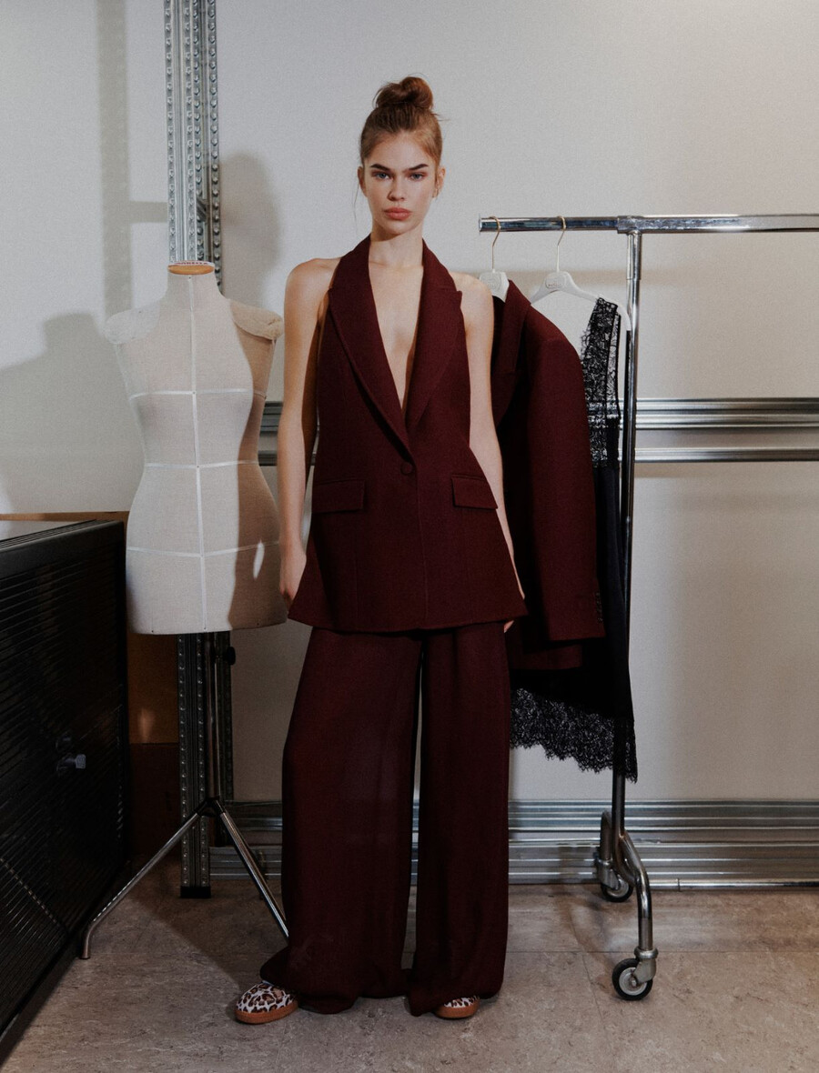 doppelte georgette-hose - bordeaux