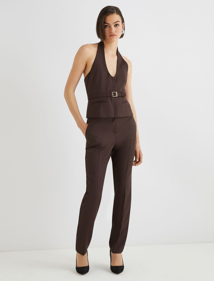 chino-hose aus wollmischgewebe - braun