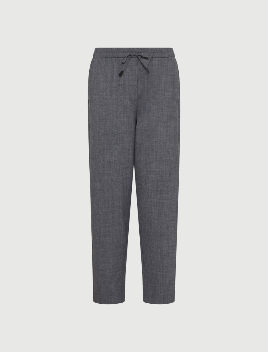schmal geschnittene wollmischhose – melange grau