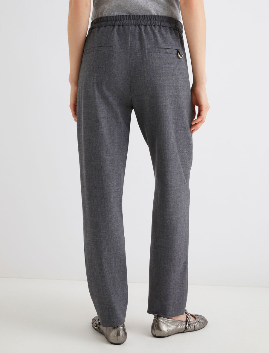 schmal geschnittene wollmischhose – melange grau