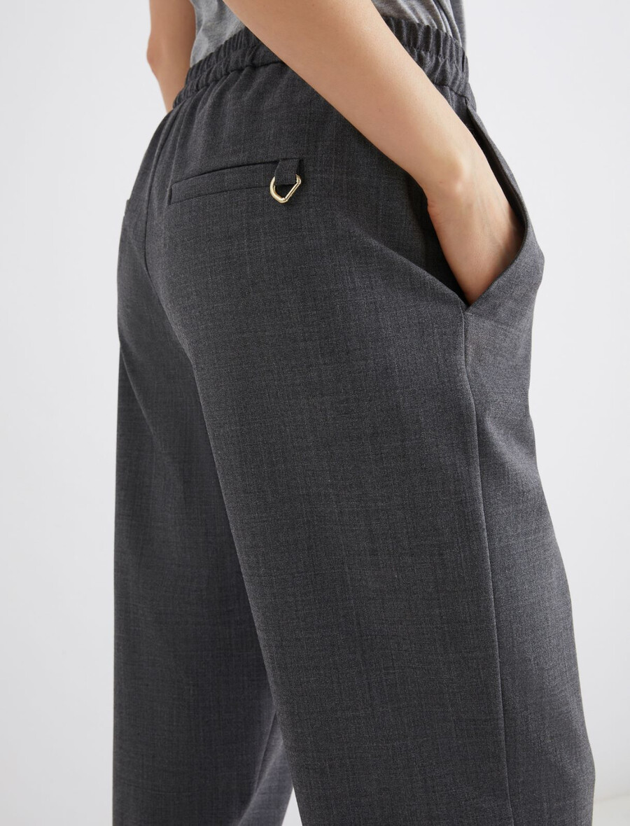 schmal geschnittene wollmischhose – melange grau