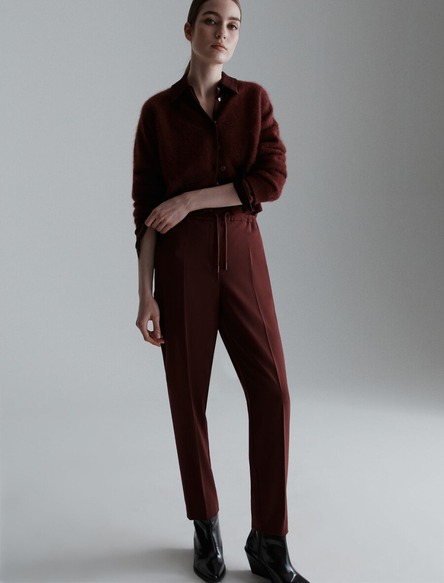 jogginghose aus stretch-twill – bordeaux