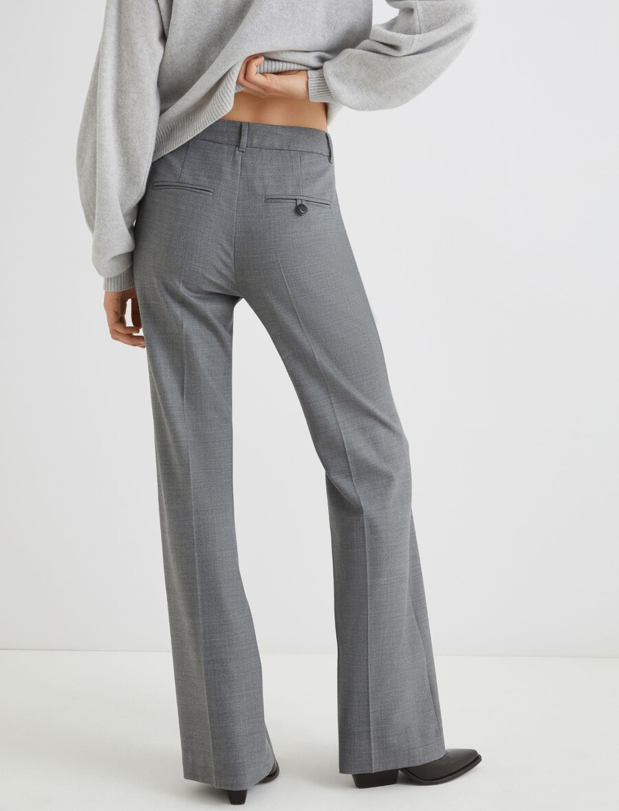 ausgestellte stretch-hose aus wollmischgewebe – melange grau
