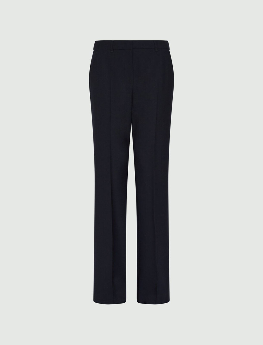 ausgestellte hose aus stretch-wollmischgewebe - marineblau