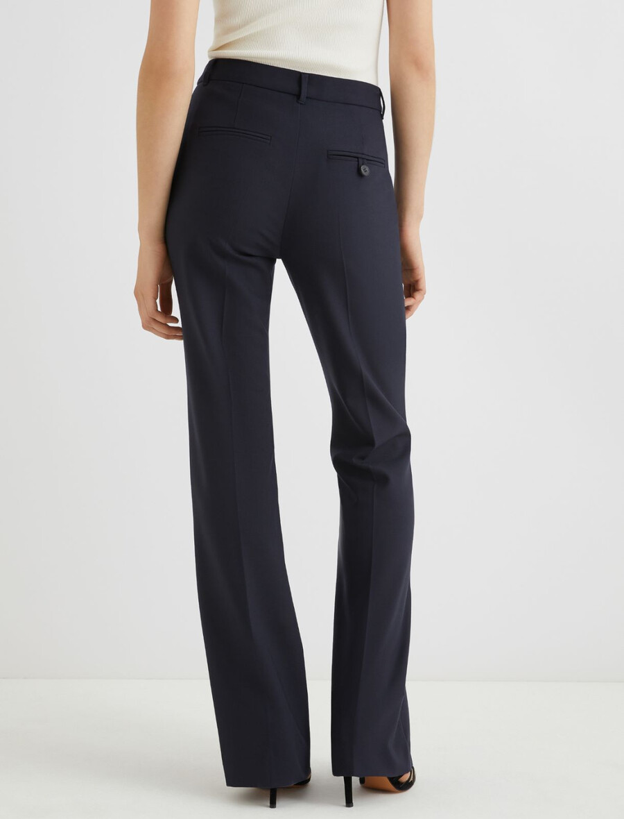 ausgestellte hose aus stretch-wollmischgewebe - marineblau