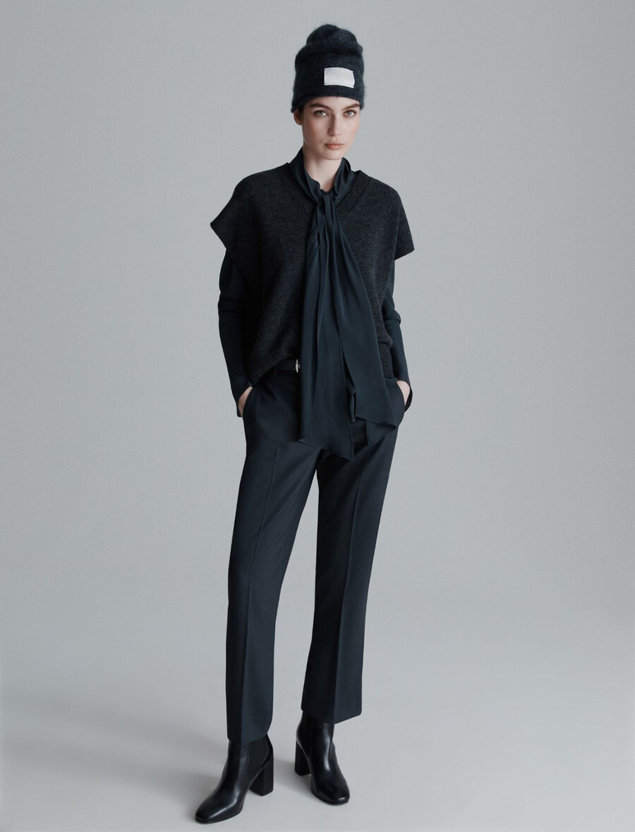 schmale gabardinehose - dunkelgrau