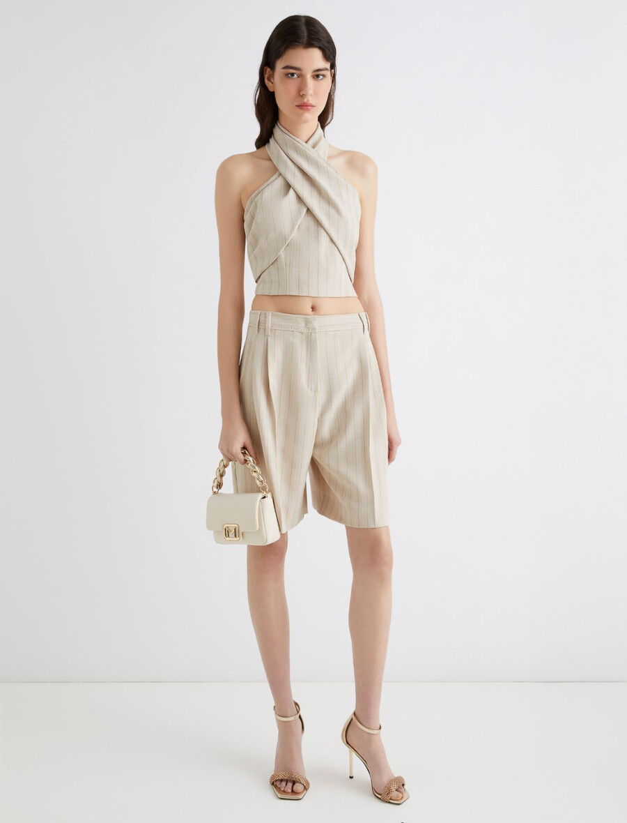 bermudashorts aus stretch-canvas - ecru