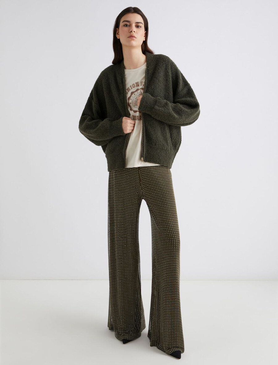 jerseyhose mit strassdetails - kaki