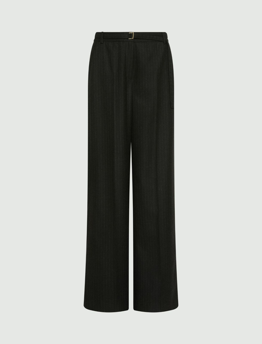 flanellhose mit weitem bein - schwarz