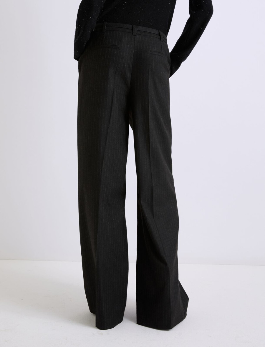 flanellhose mit weitem bein - schwarz