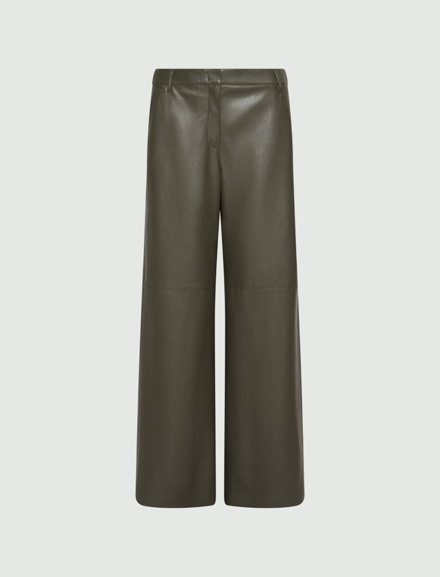 beschichtete jerseyhose mit weitem bein – militÄrgrÜn
