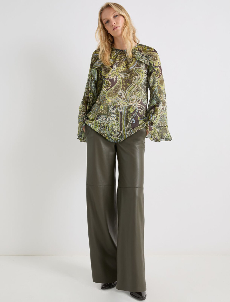 beschichtete jerseyhose mit weitem bein – militÄrgrÜn
