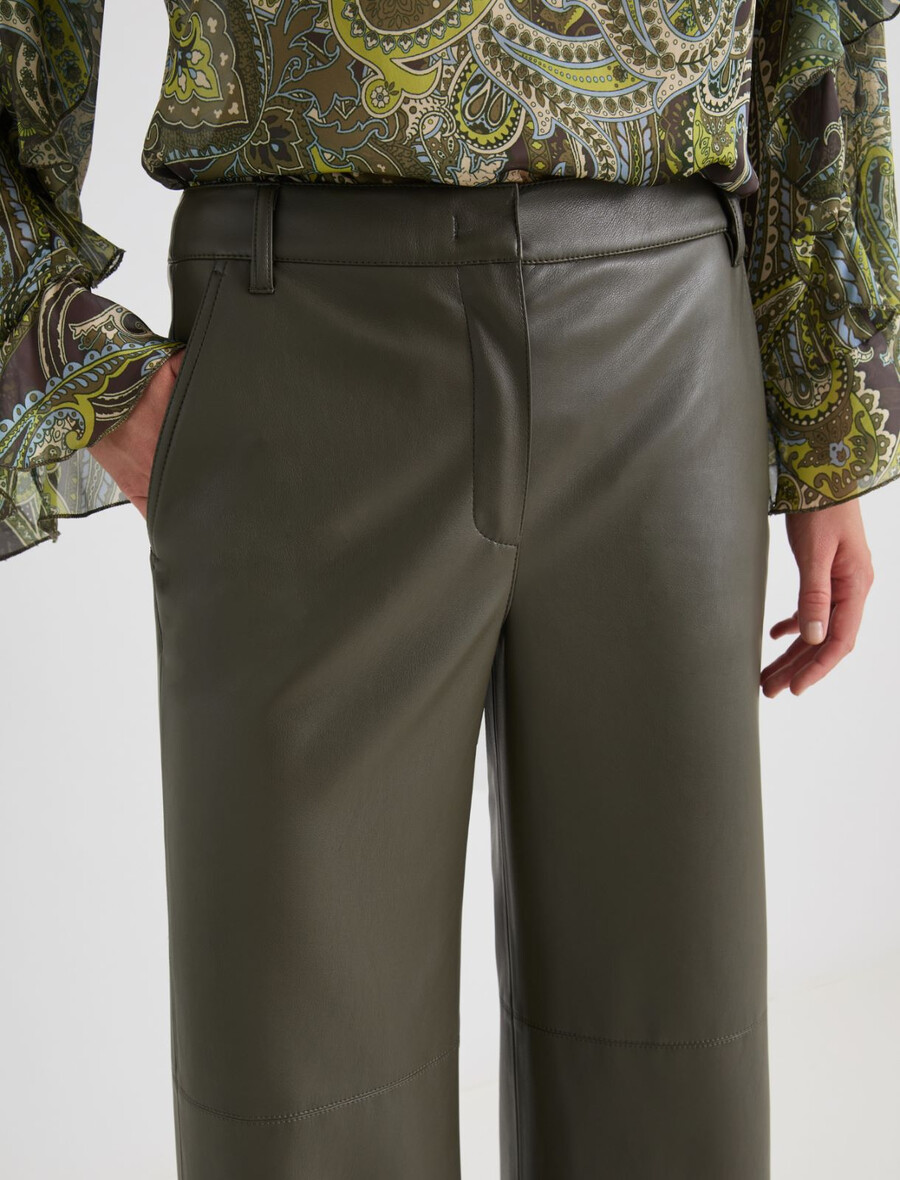 beschichtete jerseyhose mit weitem bein – militÄrgrÜn