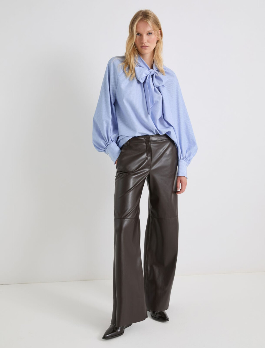 beschichtete jerseyhose mit weitem bein - kaffee