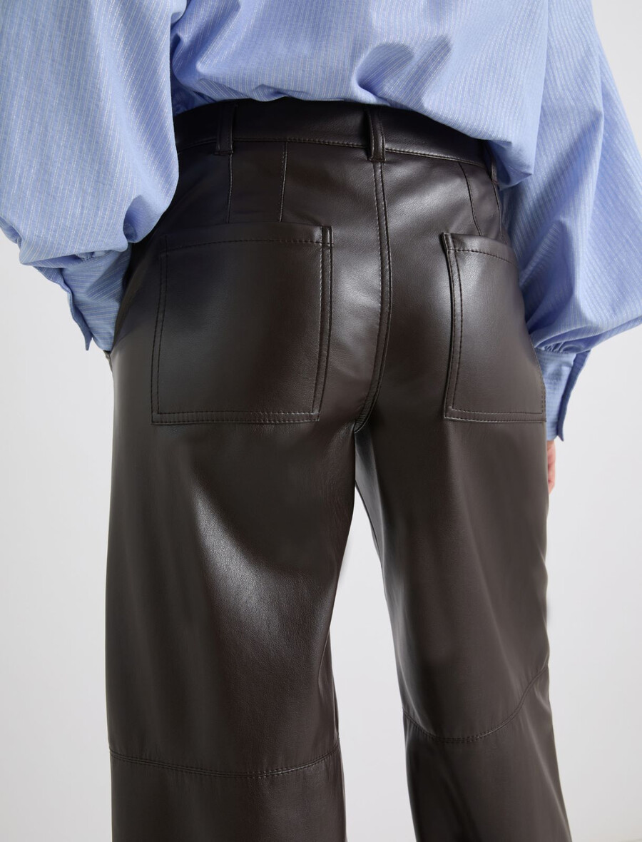 beschichtete jerseyhose mit weitem bein - kaffee