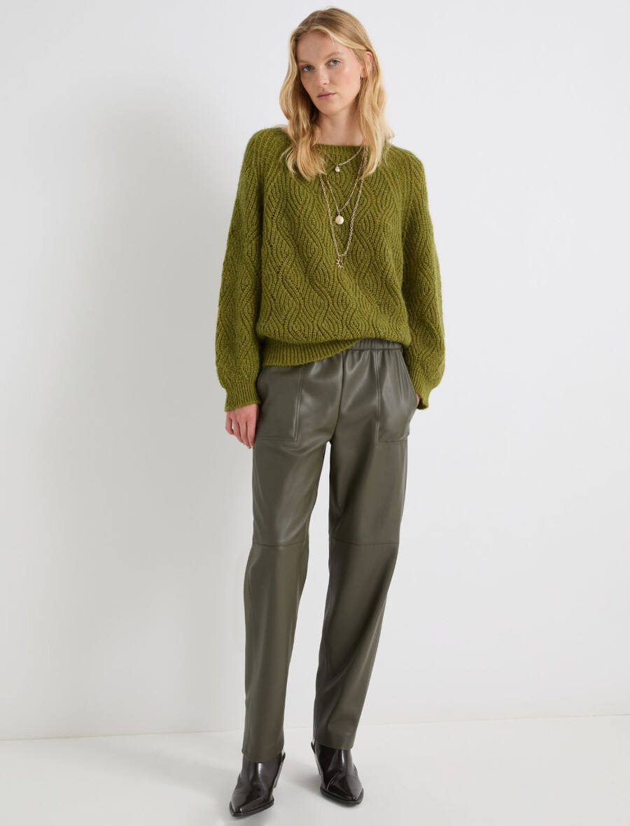 beschichtete jerseyhose in karottenform – militÄrgrÜn